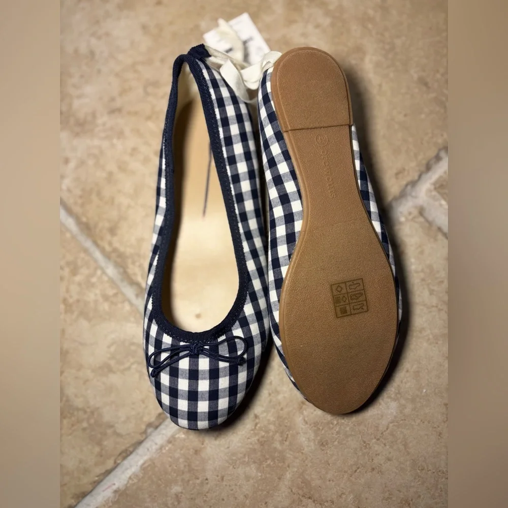 NWT J Crew Crewcuts Girls Gingham Check Ballet Flat Classic Preppy Spring Summer